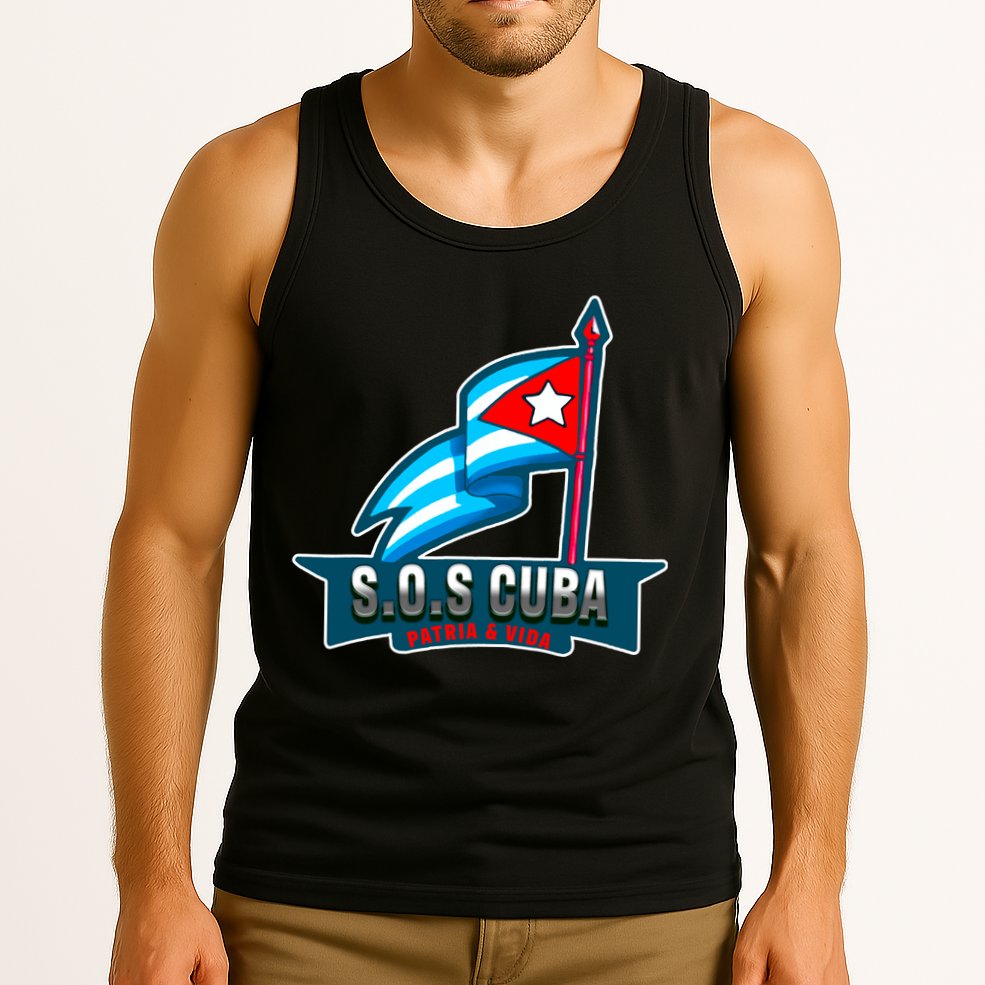 SOS Cuba Viva Cuba Libre Cubanos Bandera Cubana Tank Top