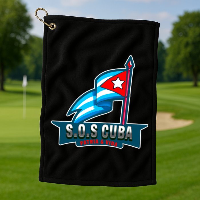 SOS Cuba Viva Cuba Libre Cubanos Bandera Cubana Golf Towel