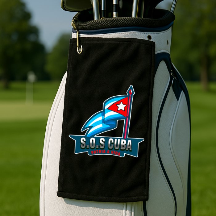SOS Cuba Viva Cuba Libre Cubanos Bandera Cubana Golf Towel