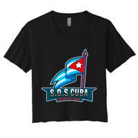 SOS Cuba Viva Cuba Libre Cubanos Bandera Cubana Women's Crop Top Tee