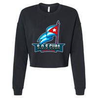 SOS Cuba Viva Cuba Libre Cubanos Bandera Cubana Cropped Pullover Crew