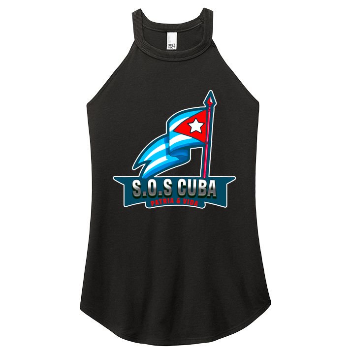 SOS Cuba Viva Cuba Libre Cubanos Bandera Cubana Women's Perfect Tri Rocker Tank