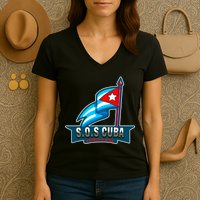 SOS Cuba Viva Cuba Libre Cubanos Bandera Cubana Women's V-Neck T-Shirt