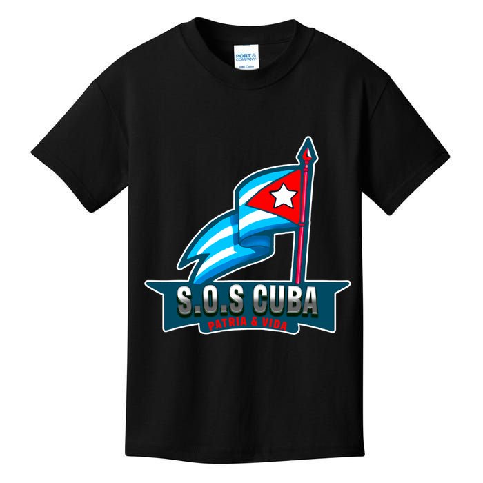 SOS Cuba Viva Cuba Libre Cubanos Bandera Cubana Kids T-Shirt
