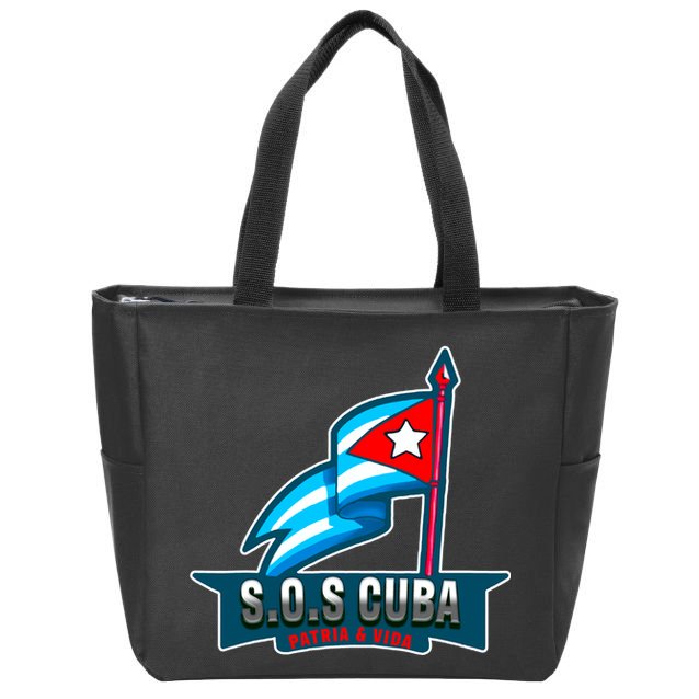 SOS Cuba Viva Cuba Libre Cubanos Bandera Cubana Zip Tote Bag