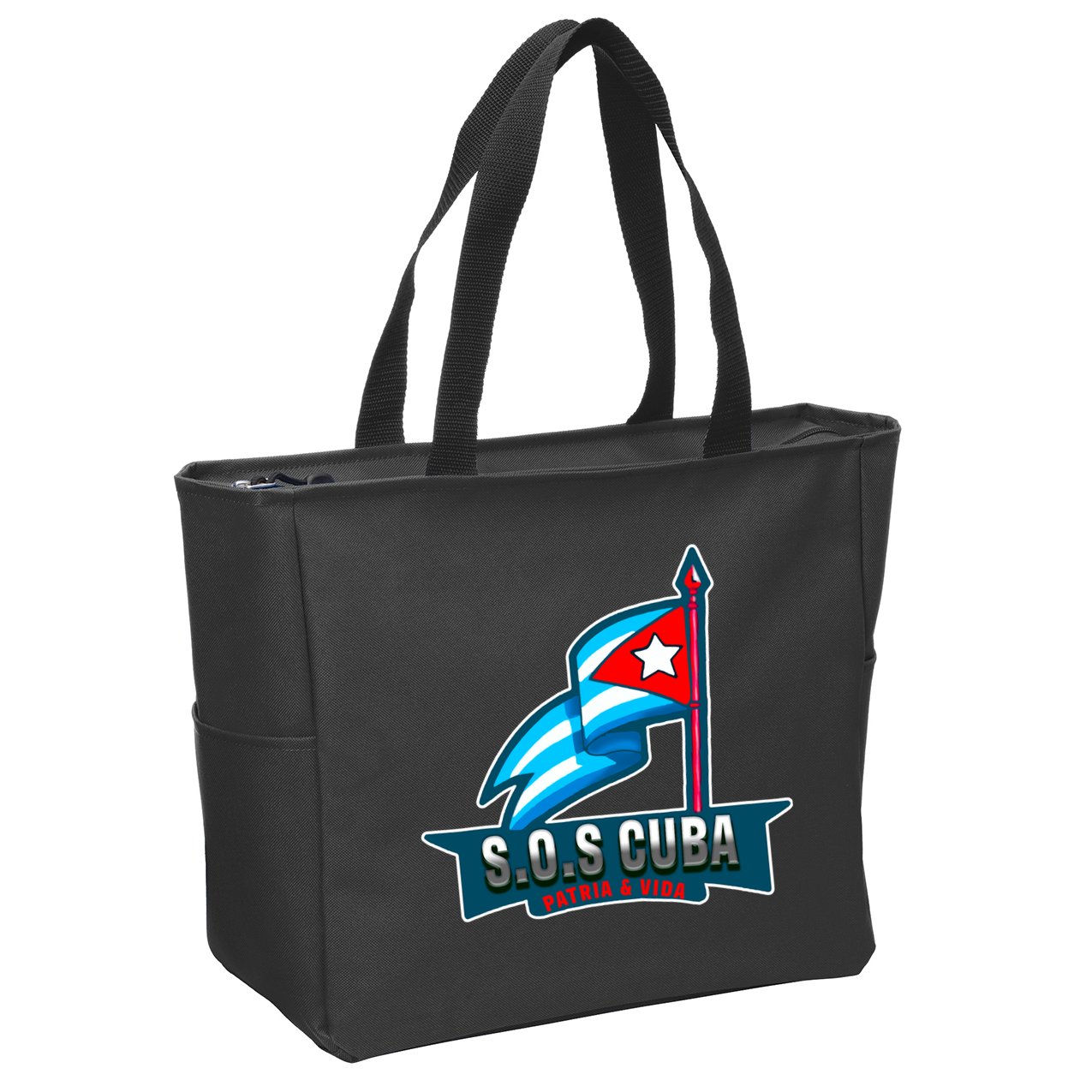SOS Cuba Viva Cuba Libre Cubanos Bandera Cubana Zip Tote Bag