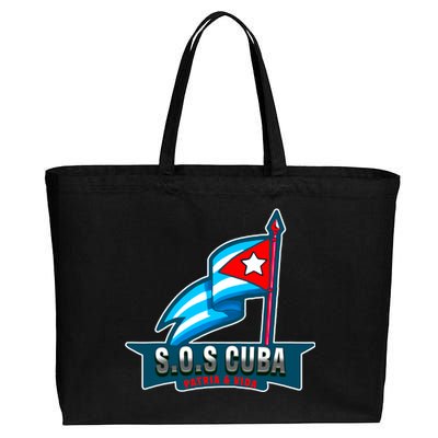 SOS Cuba Viva Cuba Libre Cubanos Bandera Cubana Cotton Canvas Jumbo Tote