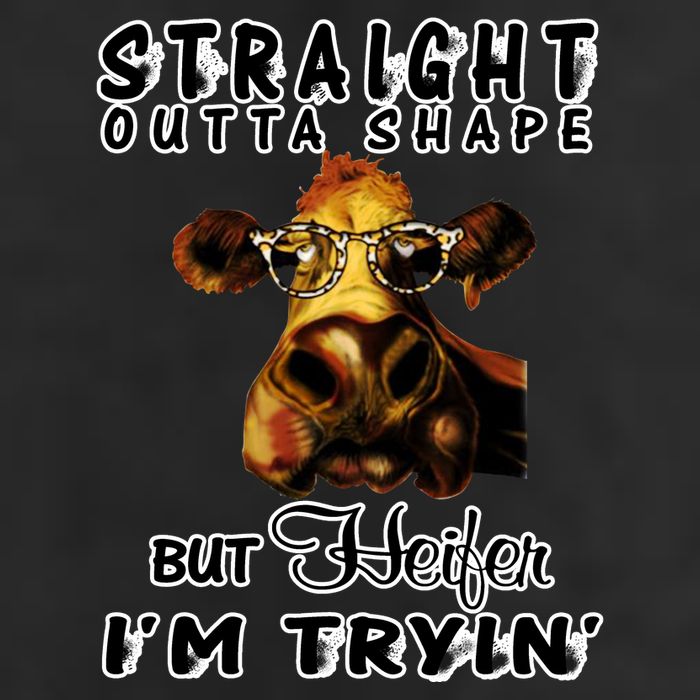 Straight Outta Shape But Heifer I Am Trying 7 Panel Mesh Trucker Snapback Hat