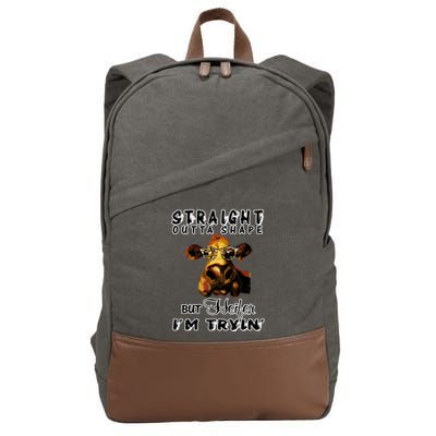 Straight Outta Shape But Heifer I Am Trying Cotton Canvas Backpack