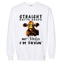 Straight Outta Shape But Heifer I Am Trying Garment-Dyed Sweatshirt