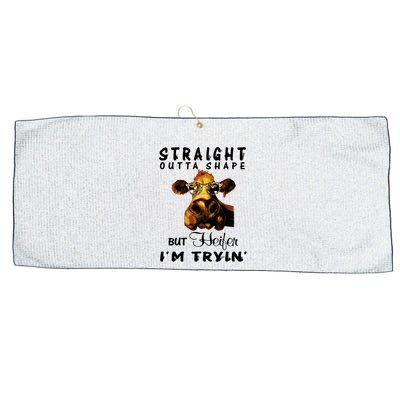 Straight Outta Shape But Heifer I Am Trying Large Microfiber Waffle Golf Towel