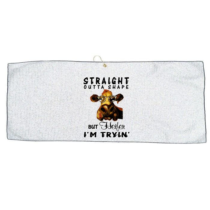 Straight Outta Shape But Heifer I Am Trying Large Microfiber Waffle Golf Towel