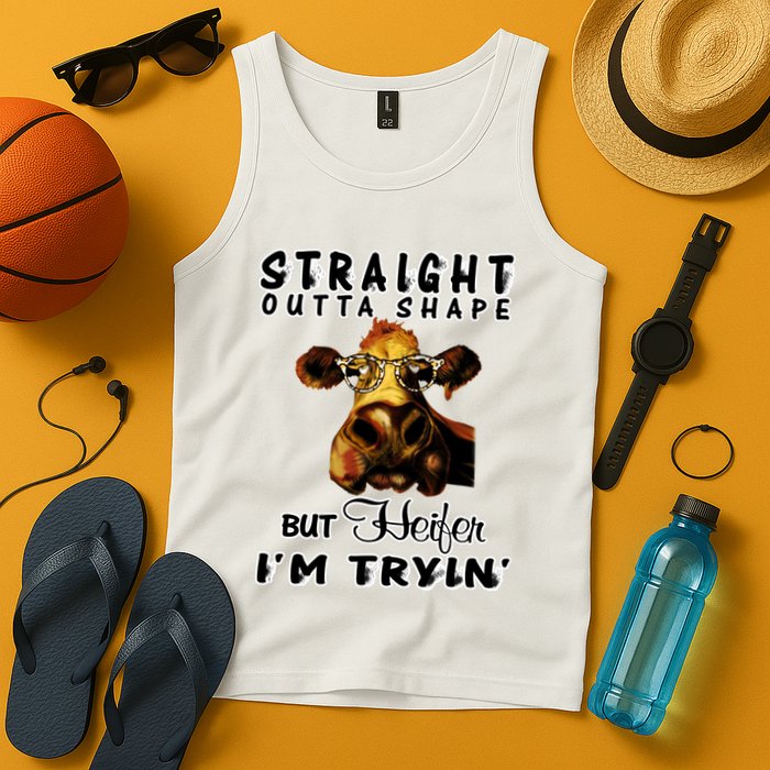 Straight Outta Shape But Heifer I Am Trying Tank Top