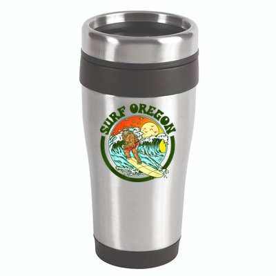 Surf Oregon! Surfing Bigfoot Funny Beach Sasquatch Surfer Shirt 16oz Travel Tumbler