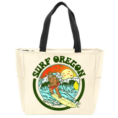 Surf Oregon! Surfing Bigfoot Funny Beach Sasquatch Surfer Shirt Zip Tote Bag