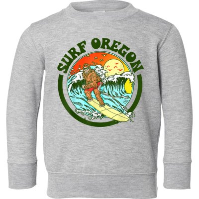 Surf Oregon! Surfing Bigfoot Funny Beach Sasquatch Surfer Shirt Toddler Sweatshirt