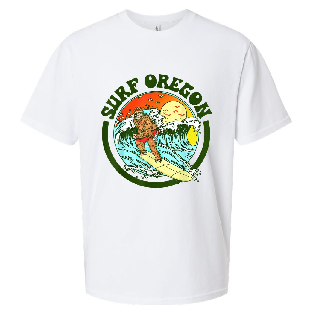 Surf Oregon! Surfing Bigfoot Funny Beach Sasquatch Surfer Shirt Sueded Cloud Jersey T-Shirt