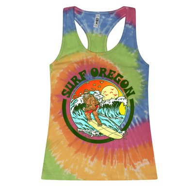 Surf Oregon! Surfing Bigfoot Funny Beach Sasquatch Surfer Shirt Womens Tank Top