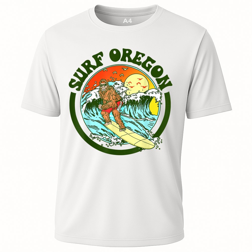 Surf Oregon! Surfing Bigfoot Funny Beach Sasquatch Surfer Shirt Performance Shirt