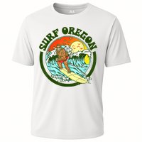 Surf Oregon! Surfing Bigfoot Funny Beach Sasquatch Surfer Shirt Cooling Performance Crew T-Shirt