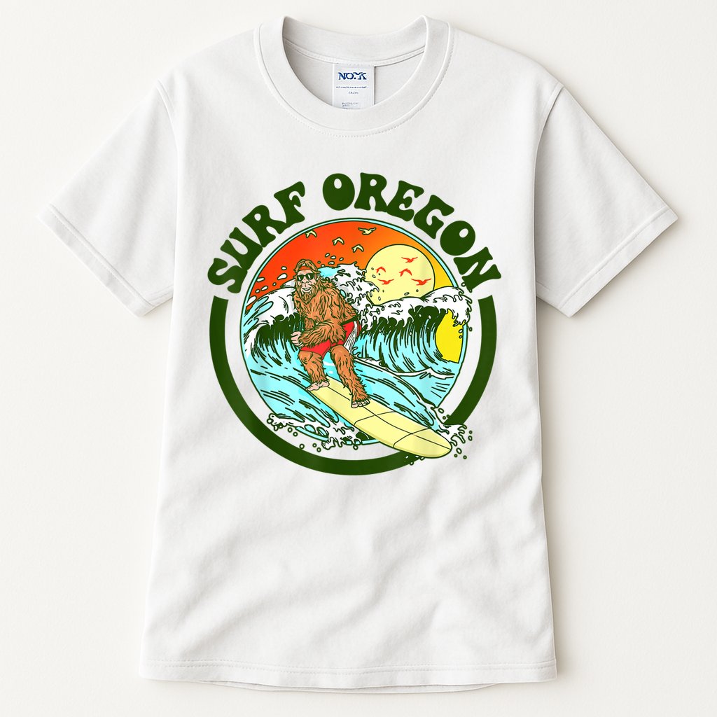 Surf Oregon! Surfing Bigfoot Funny Beach Sasquatch Surfer Shirt Tall T-Shirt