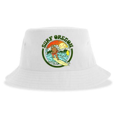Surf Oregon! Surfing Bigfoot Funny Beach Sasquatch Surfer Shirt Sustainable Bucket Hat