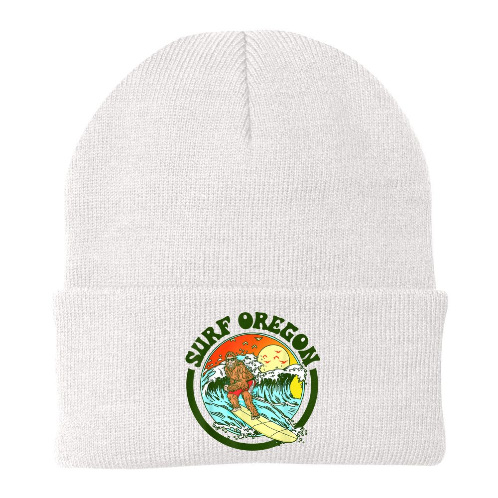 Surf Oregon! Surfing Bigfoot Funny Beach Sasquatch Surfer Shirt Beanie