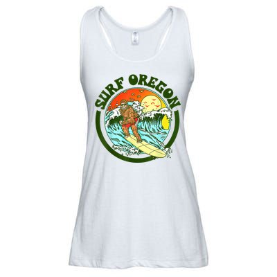 Surf Oregon! Surfing Bigfoot Funny Beach Sasquatch Surfer Shirt Ladies Essential Flowy Tank