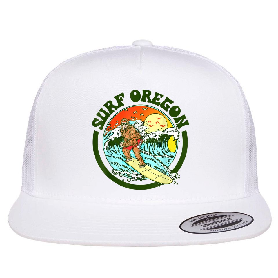 Surf Oregon! Surfing Bigfoot Funny Beach Sasquatch Surfer Shirt Flat Bill Trucker Hat