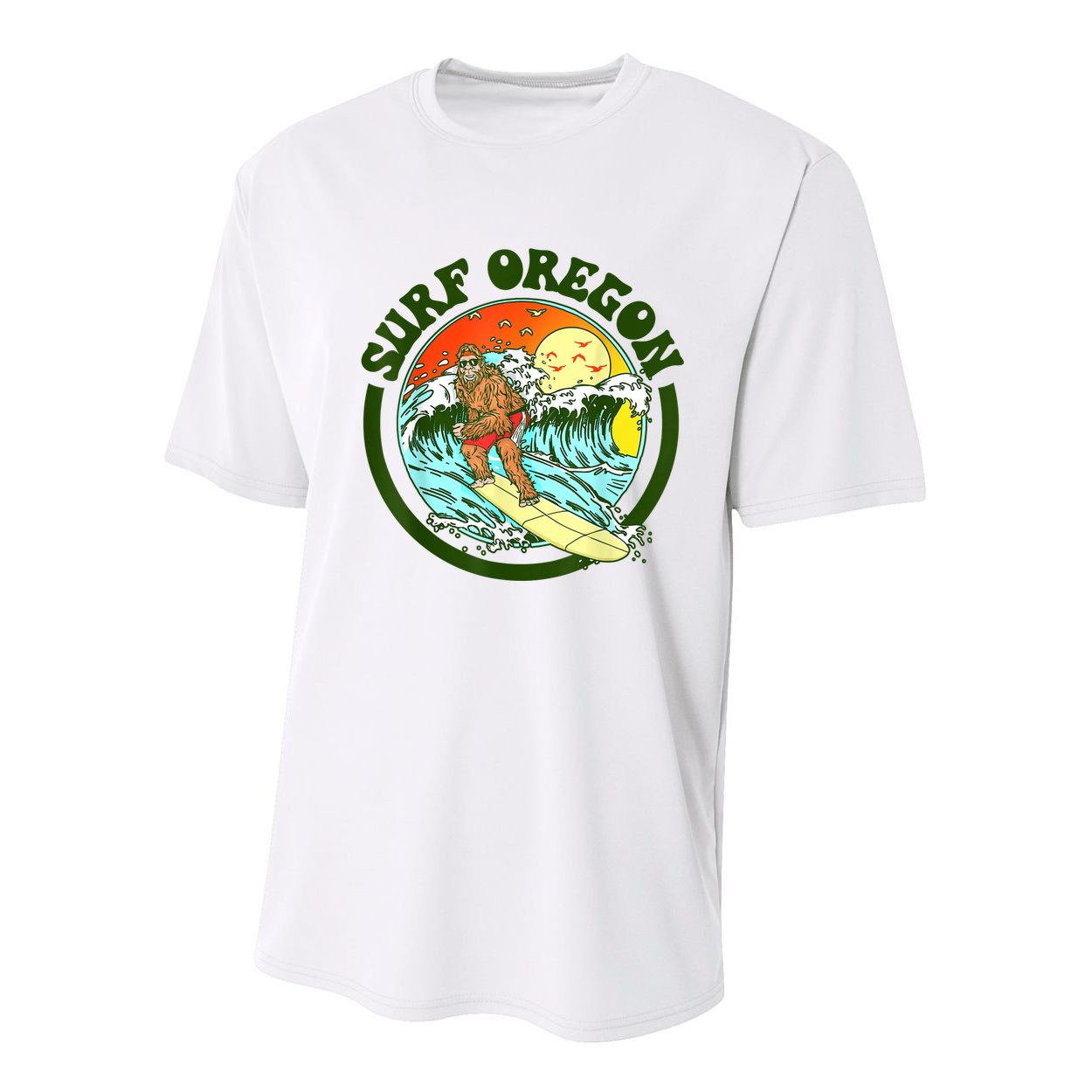Surf Oregon! Surfing Bigfoot Funny Beach Sasquatch Surfer Shirt Youth Performance Sprint T-Shirt
