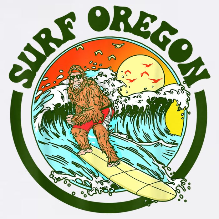 Surf Oregon! Surfing Bigfoot Funny Beach Sasquatch Surfer Shirt Poster
