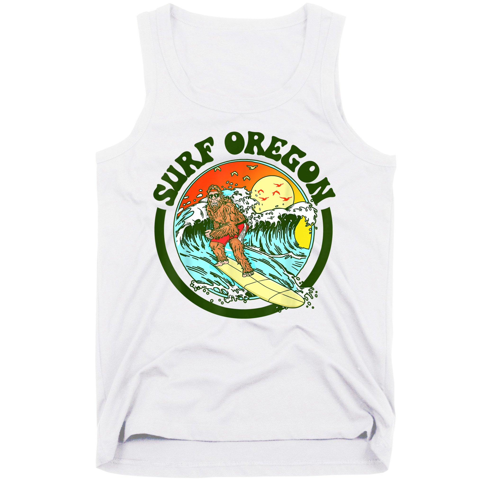 Surf Oregon! Surfing Bigfoot Funny Beach Sasquatch Surfer Shirt Tank Top