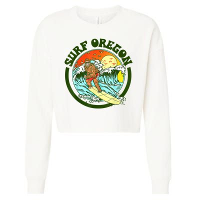 Surf Oregon! Surfing Bigfoot Funny Beach Sasquatch Surfer Shirt Cropped Pullover Crew