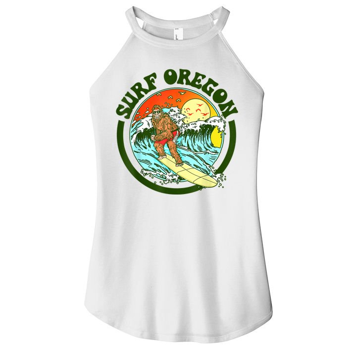 Surf Oregon! Surfing Bigfoot Funny Beach Sasquatch Surfer Shirt Women's Perfect Tri Rocker Tank