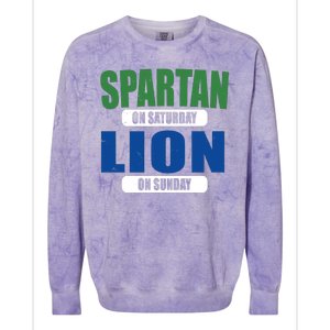 Spartan On Saturday Lion On Sunday Colorblast Crewneck Sweatshirt