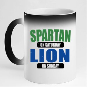 Spartan On Saturday Lion On Sunday 11oz Black Color Changing Mug