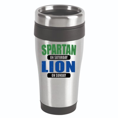 Spartan On Saturday Lion On Sunday 16oz Travel Tumbler