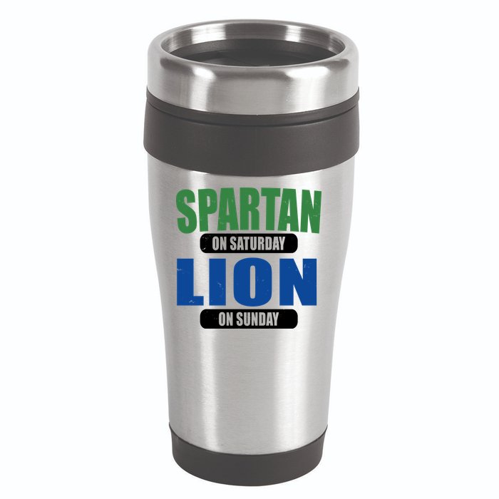 Spartan On Saturday Lion On Sunday 16oz Travel Tumbler