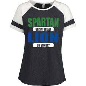 Spartan On Saturday Lion On Sunday Enza Ladies Jersey Colorblock Tee