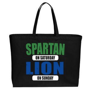 Spartan On Saturday Lion On Sunday Cotton Canvas Jumbo Tote