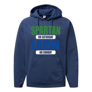 Spartan On Saturday Lion On Sunday Performance Fleece Hoodie