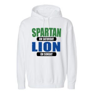 Spartan On Saturday Lion On Sunday Garment-Dyed Fleece Hoodie