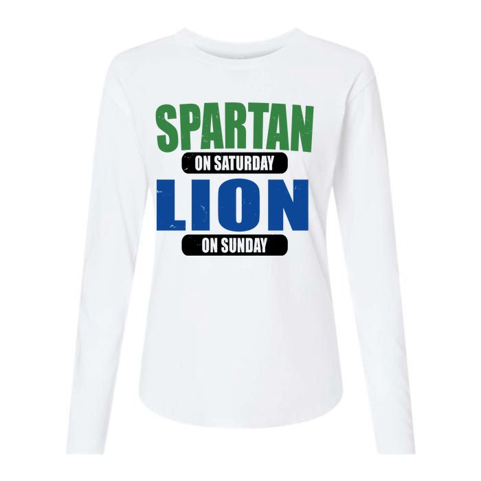 Spartan On Saturday Lion On Sunday Womens Cotton Relaxed Long Sleeve T-Shirt