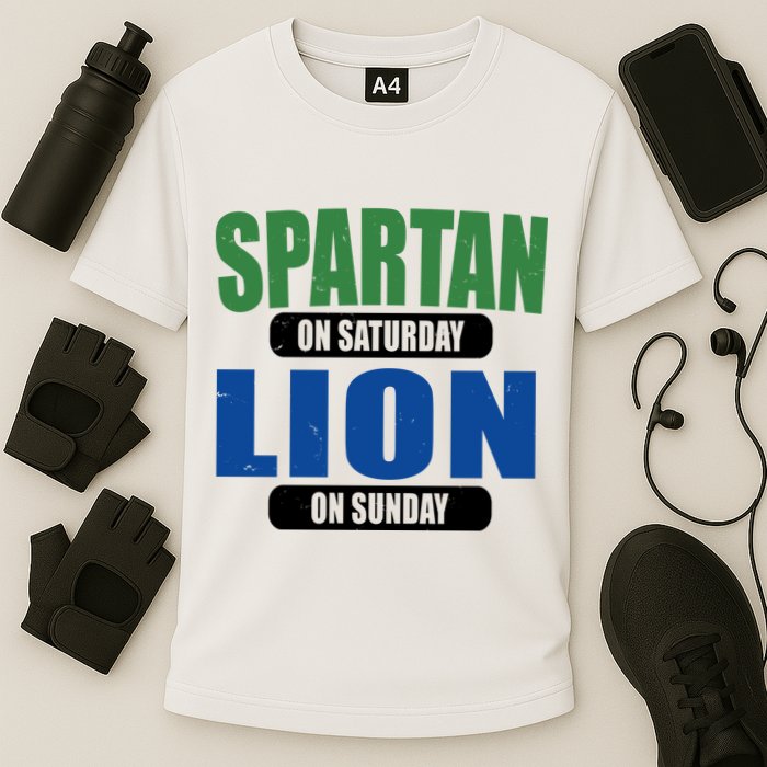 Spartan On Saturday Lion On Sunday Cooling Performance Crew T-Shirt