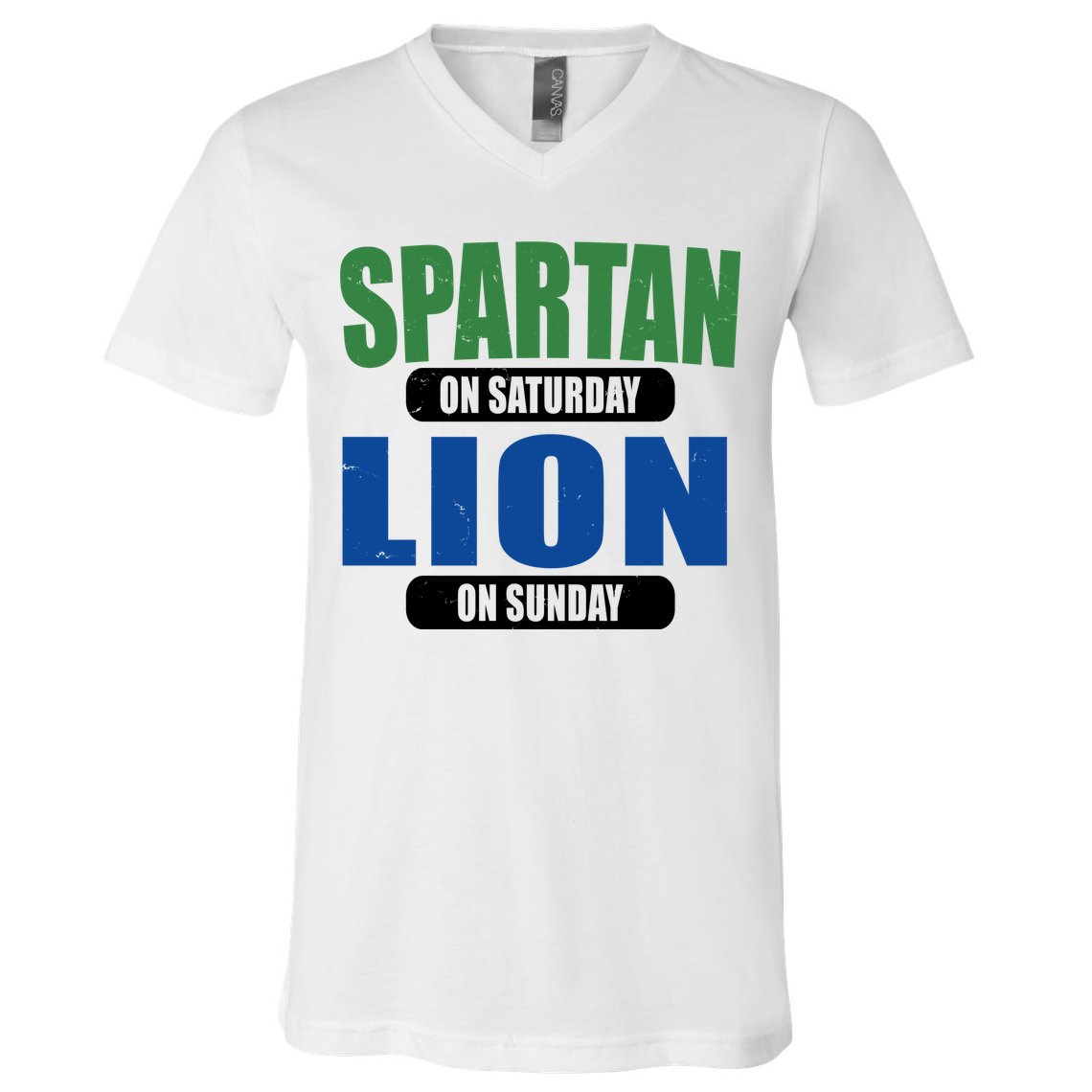 Spartan On Saturday Lion On Sunday V-Neck T-Shirt