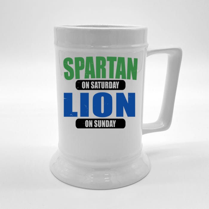 Spartan On Saturday Lion On Sunday Beer Stein