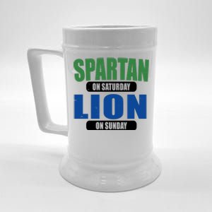 Spartan On Saturday Lion On Sunday Beer Stein