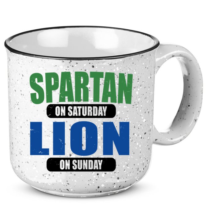 Spartan On Saturday Lion On Sunday 15oz Campfire Ceramic Mug