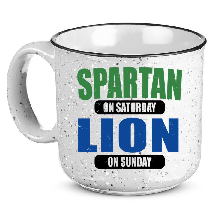 Spartan On Saturday Lion On Sunday 15oz Campfire Ceramic Mug