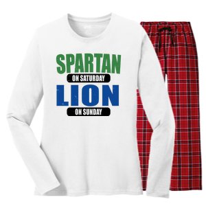 Spartan On Saturday Lion On Sunday Women's Long Sleeve Flannel Pajama Set 